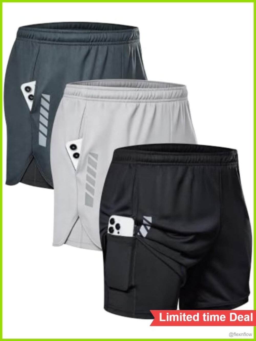 Men's 2-in-1 Running Shorts with Liner, 5 Inch Gym Workout Shorts, Quick Dry